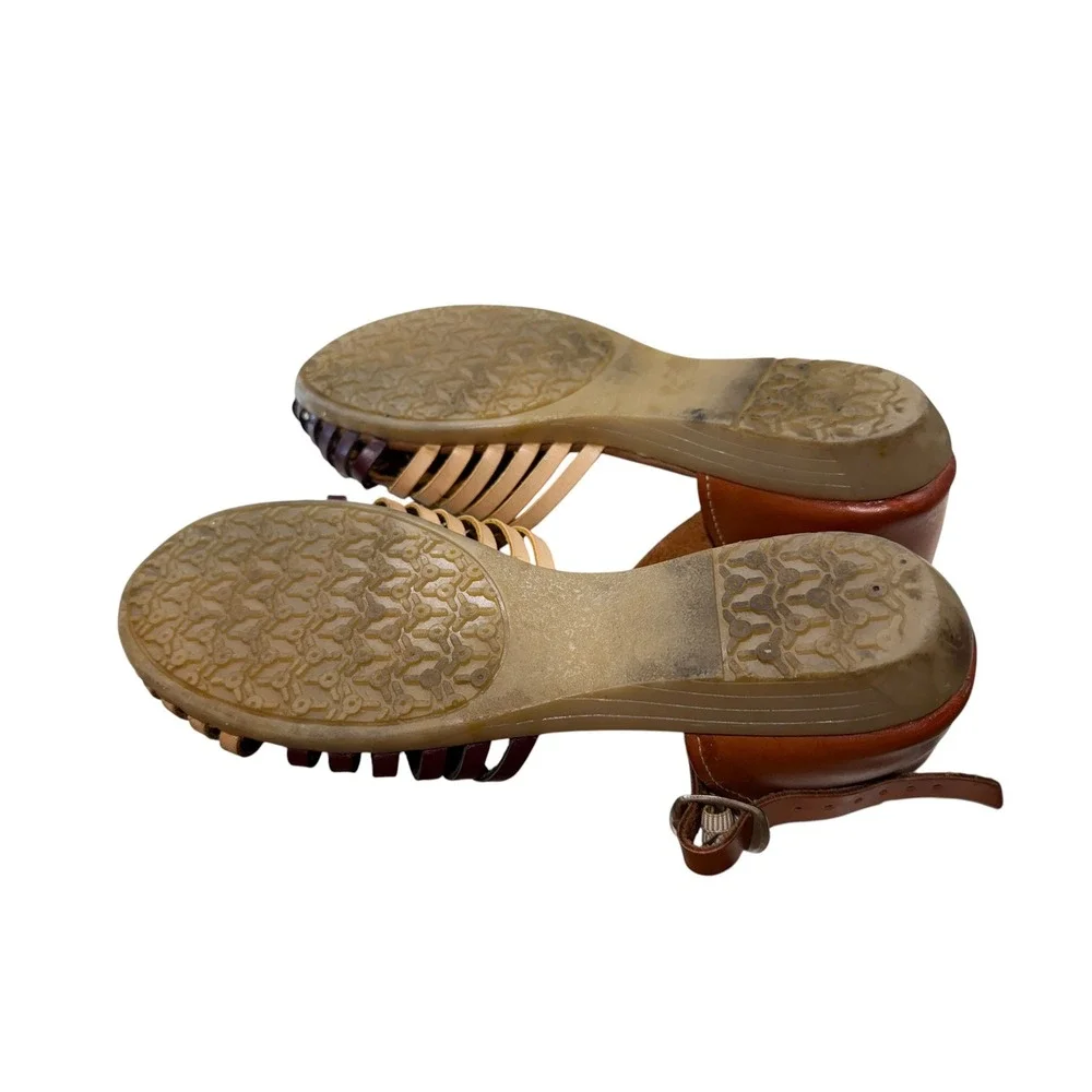 Artesano Couture Womens Leather Huarache Sandals Woven Boho Flats Brown 7 Mexico